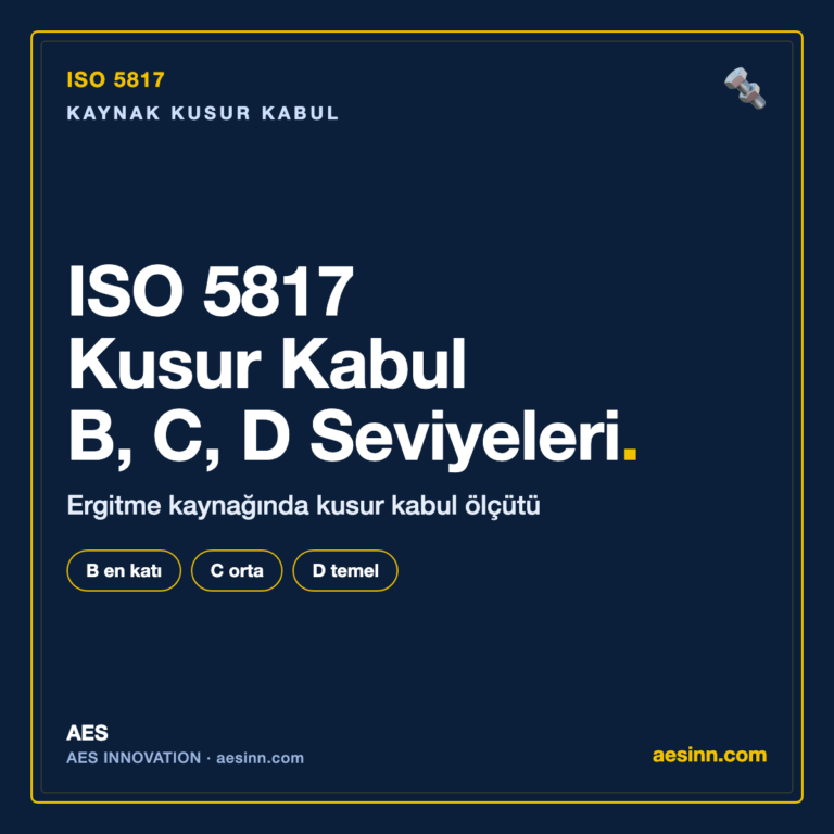 ISO 5817 ergitme kaynagi kusur kabul seviyeleri B C D bilgilendirme